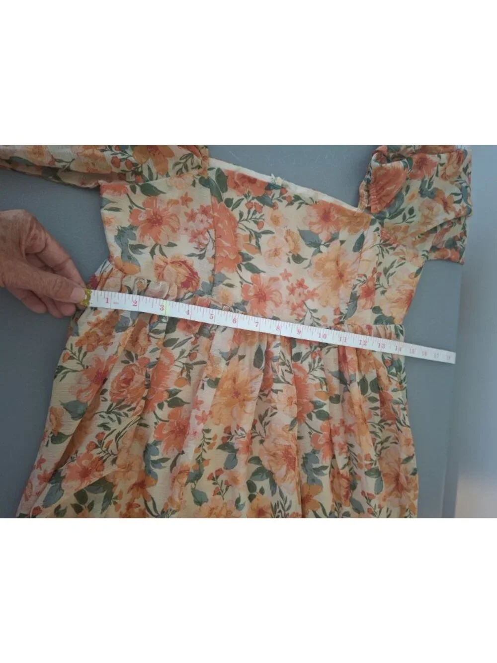 Storia Floral Maxi Dress S Orange Puff Sleeve Cottagecore Prairie Romantic Boho